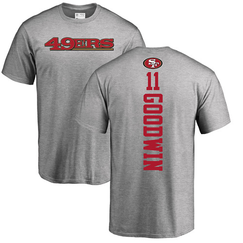 Men San Francisco 49ers Ash Marquise Goodwin Backer #11 NFL T Shirt